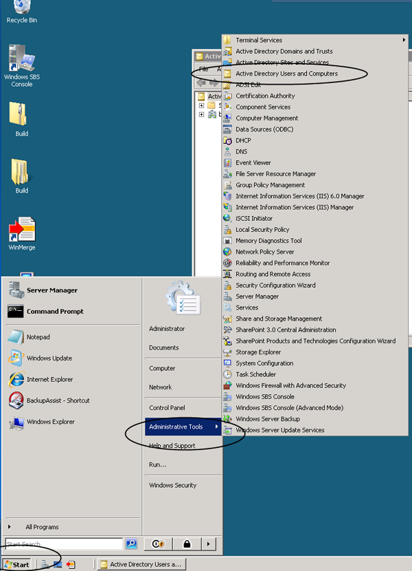 Accessing Active Directory Users and Computers