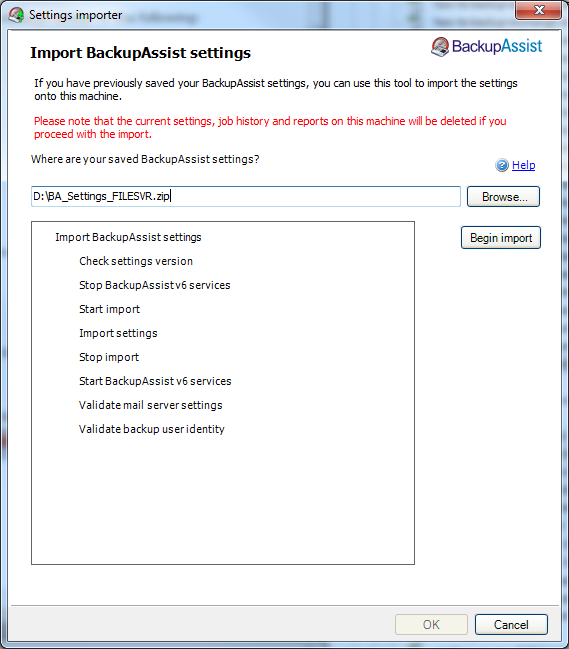 Migrating BackupAssist settings from one machine to another