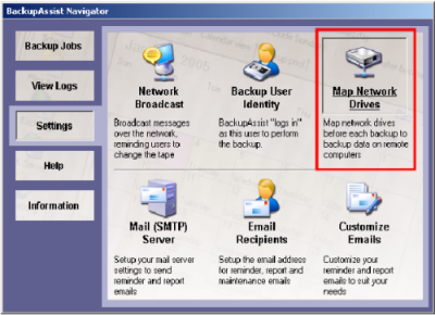 Map Drives in BackupAssist Navigator