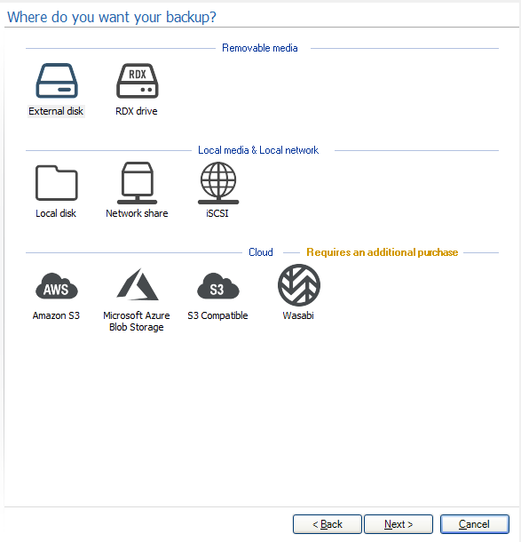 Backup destinations overview